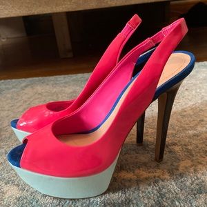 Jessica Simpson neon high heels